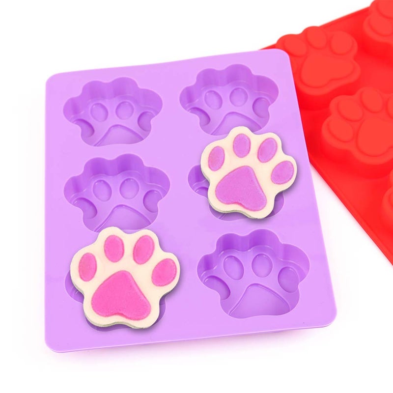 Cozihom Puppy Dog Paw Silicone Molds, Food Grade, for Chocolate, Candy, Pudding, Jelly, Dog Treats. 4 Pcs - Image 5